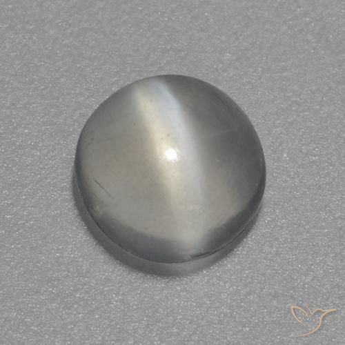 0.88 ct White Cat's Eye Moonstone Stone, Natural Cat's Eye Moonstone in Round Cabochon Shape for Sale