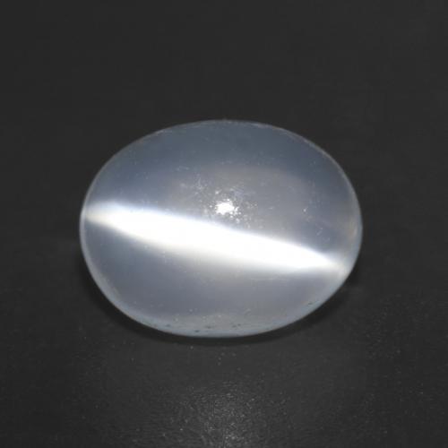 Piedra de Luna Ojo de Gato Blanco translúcido Ovalada de 1.23 ct de India, dimensión 7,6 x 5,8mm, piedra preciosa natural No tratado, claridad Transparente, Piedra de Luna Ojo de Gato Cabujón Óvalo de 1 pieza, dureza de Mohs de 6 - 6.5 , Photo A