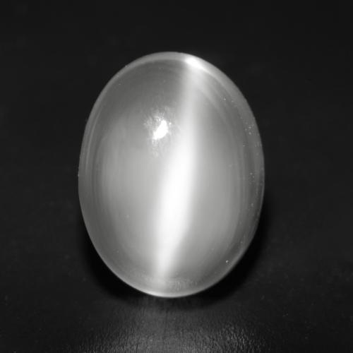 9,1 x 7 mm 毫米印度椭圆形白色月光石猫眼,重 2,18 克拉,天然宝石,透明净度,1 颗月光石猫眼 - 颜色:白色,莫氏硬度为 6 - 6,5, Photo A