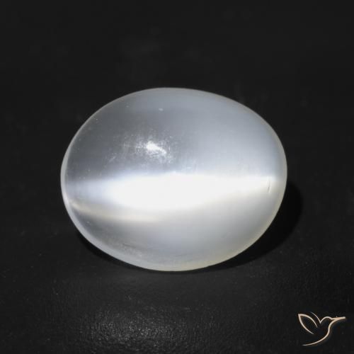 1.49 ct White Cat's Eye Moonstone Stone, Natural Cat's Eye Moonstone in Oval Cabochon Shape for Sale