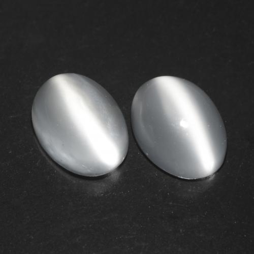 Blanco translúcido Piedra de Luna Ojo de Gato Gema - 0.9ct Cabujón Óvalo (ID: 542514)