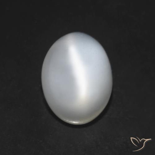 1.51 ct White Cat's Eye Moonstone Stone, Natural Cat's Eye Moonstone in Oval Cabochon Shape for Sale