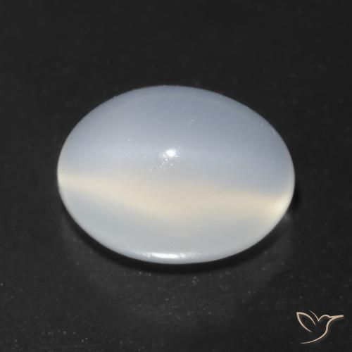 1.64 ct White Cat's Eye Moonstone Stone, Natural Cat's Eye Moonstone in Oval Cabochon Shape for Sale