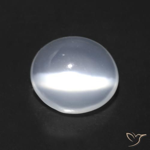 Pierre de lune ovale en œil de chat de 1,42 ct, 7,5 x 6,7 mm d'Inde, Photo A