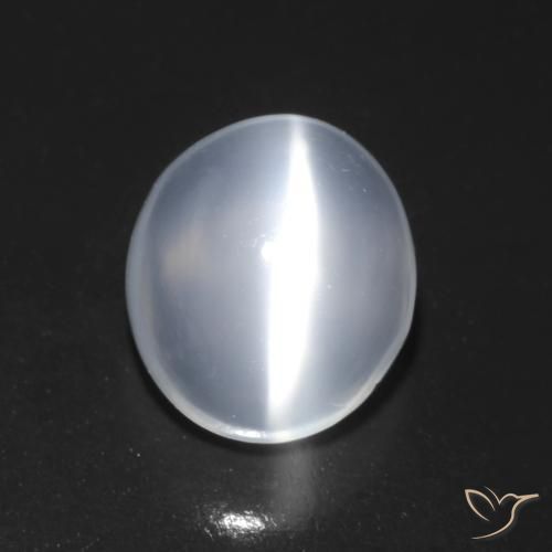 1.42 ct White Cat's Eye Moonstone Stone, Natural Cat's Eye Moonstone in Oval Cabochon Shape for Sale