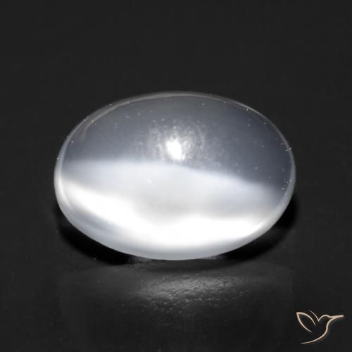 0.97 ct White Cat's Eye Moonstone Stone, Natural Cat's Eye Moonstone in Oval Cabochon Shape for Sale