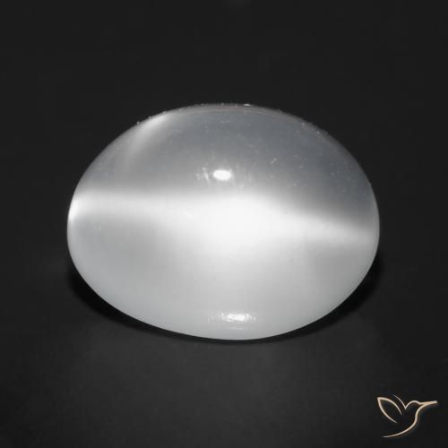 1.51 ct White Cat's Eye Moonstone Stone, Natural Cat's Eye Moonstone in Oval Cabochon Shape for Sale