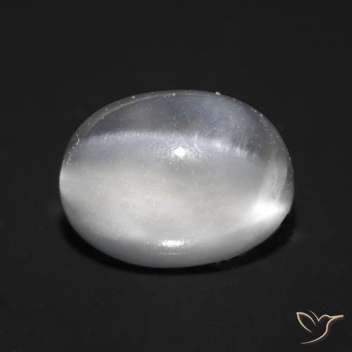 1.87 ct White Cat's Eye Moonstone Stone, Natural Cat's Eye Moonstone in Oval Cabochon Shape for Sale