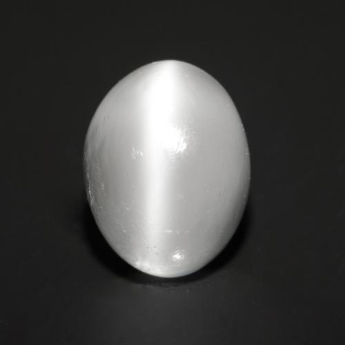 Pietra di Luna effetto occhio di gatto Ovale cabochon da 2,65 ct dall'India, dimensione 9,1 x 7,1mm, purezza Transparent, pietra preziosa naturale non trattati, Pietra di Luna effetto occhio di gatto 1pc in colore Bianco traslucido, durezza Mohs di 6 - 6,5, Photo A