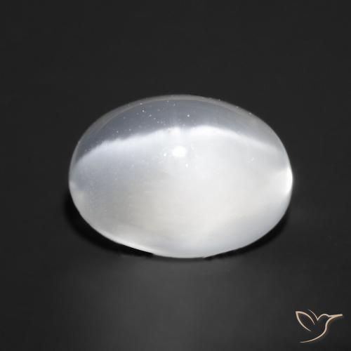 1.06 ct White Cat's Eye Moonstone Stone, Natural Cat's Eye Moonstone in Oval Cabochon Shape for Sale