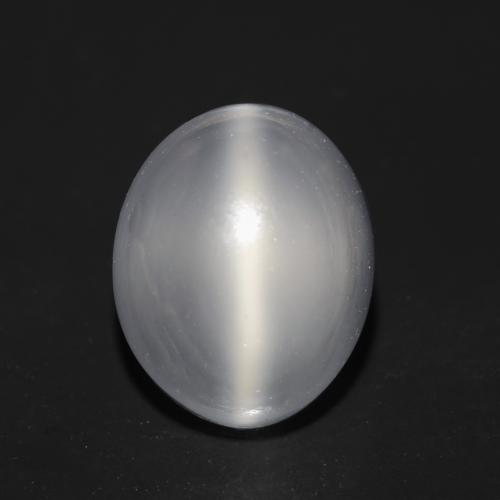 Piedra de Luna Ojo de Gato Blanco Cabujón Óvalo de 9,4 x 7,6mm de India, peso de 2.61 ct, piedra preciosa natural No tratado en claridad Transparente, Piedra de Luna Ojo de Gato de 1 pieza - Color: Blanco, dureza Mohs de 6 - 6.5, Photo A