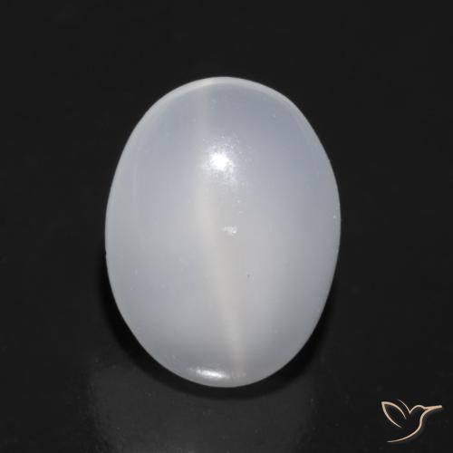 1.73 ct White Cat's Eye Moonstone Gemstone, Cat's Eye Moonstone Gem in Oval Cabochon Shape for Sale.