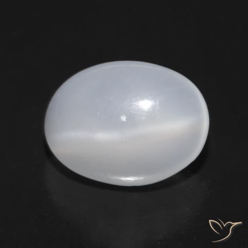 1.73 ct White Cat's Eye Moonstone Stone, Natural Cat's Eye Moonstone in Oval Cabochon Shape for Sale