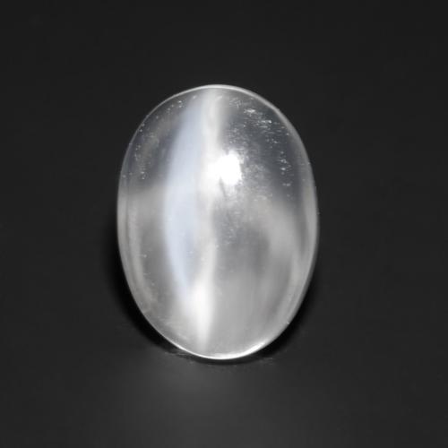 Piedra de Luna Ojo de Gato Blanco Cabujón Óvalo de 8,3 x 6,1mm de India, peso de 0.99 ct, piedra preciosa natural No tratado en claridad Transparente, Piedra de Luna Ojo de Gato de 1 pieza - Color: Blanco claro, dureza Mohs de 6 - 6.5, Photo A