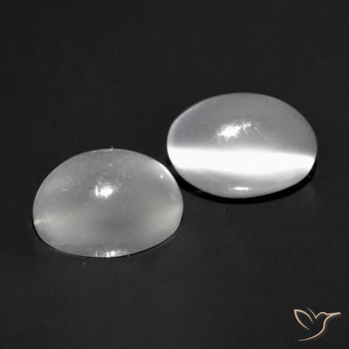 1.97 ctw White Cat's Eye Moonstone Stones, Natural Cat's Eye Moonstone in Oval Cabochon Shape for Sale