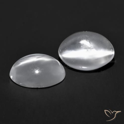 1.41 ctw White Cat's Eye Moonstone Stones, Natural Cat's Eye Moonstone in Oval Cabochon Shape for Sale