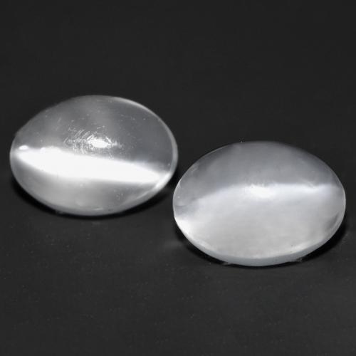 Белый Лунный Камень Кошачий Глаз Камень - 0.9ct Овал Кабошон (ID: 558026)