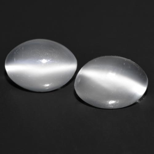 Weiß Mondstein Katzenauge Edelstein - 0.8ct Oval Cabochon (ID: 558033)