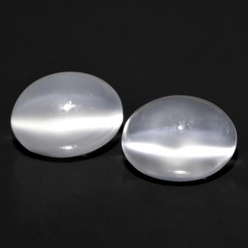 Blanco Piedra de Luna Ojo de Gato Gema - 0.9ct Cabujón Óvalo (ID: 558035)