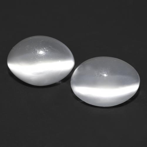 Clear White Mondstein Katzenauge Edelstein - 0.9ct Oval Cabochon (ID: 558112)