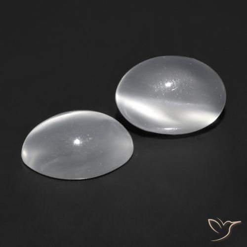 1.41 ctw White Cat's Eye Moonstone Stones, Natural Cat's Eye Moonstone in Oval Cabochon Shape for Sale