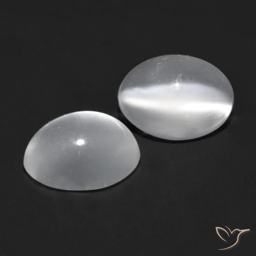1.78 ctw White Cat's Eye Moonstone Stones, Natural Cat's Eye Moonstone in Oval Cabochon Shape for Sale