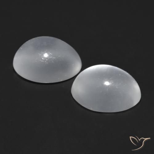 Cat's Eye Moonstone Gemstones in 7 x 5.3 mm Size for Sale, Cat's Eye Moonstone Stones in Clear White Color