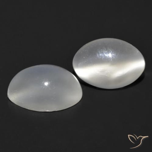 1.55 ctw White Cat's Eye Moonstone Stones, Natural Cat's Eye Moonstone in Oval Cabochon Shape for Sale