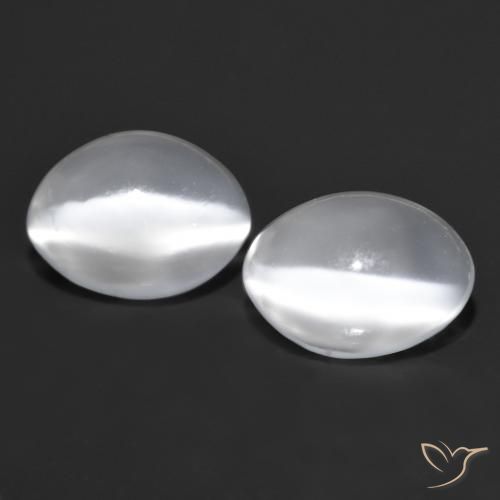 Pierre de lune ovale en œil de chat de 1,65 ct, 6,8 x 5 mm d'Inde, Photo A