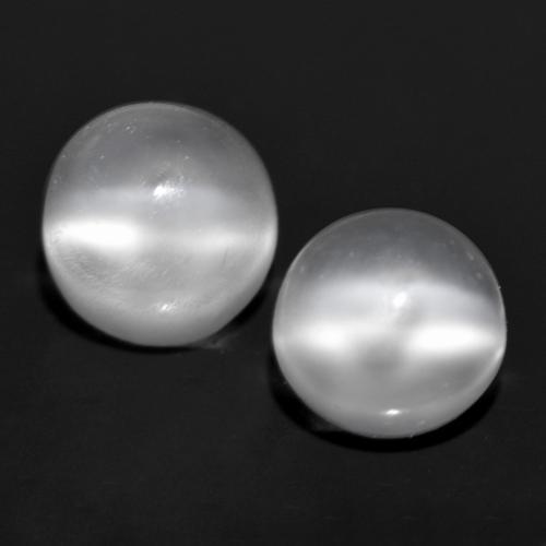 White Cat's Eye Moonstone Gem - 0.6ct Round Cabochon (ID: 558881)