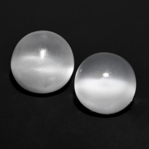 White Cat's Eye Moonstone Gem - 1ct Round Cabochon (ID: 558882)