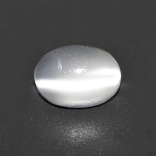 Pietra di Luna effetto occhio di gatto bianco taglio ovale da 0,89 ct dall'India, dimensione 7 x 5,1mm, pietra preziosa naturale non trattati , purezza Transparent, Pietra di Luna effetto occhio di gatto Ovale cabochon da 1 pz, durezza Mohs di 6 - 6,5, Photo A