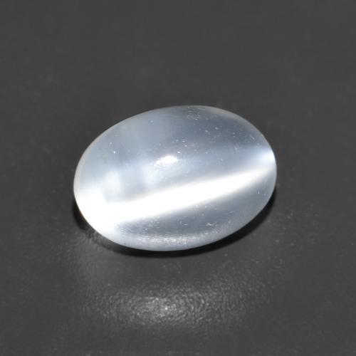 Piedra de Luna Ojo de Gato Blanco translúcido Ovalada de 0.89 ct de India, dimensión 7,3 x 5,1mm, piedra preciosa natural No tratado, claridad Transparente, Piedra de Luna Ojo de Gato Cabujón Óvalo de 1 pieza, dureza de Mohs de 6 - 6.5 , Photo A