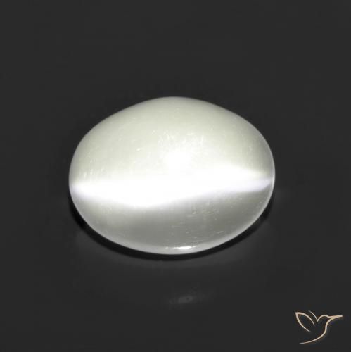 1.48 ct White Cat's Eye Moonstone Stone, Natural Cat's Eye Moonstone in Oval Cabochon Shape for Sale