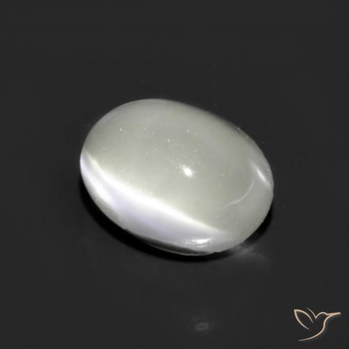 1.62 ct White Cat's Eye Moonstone Stone, Natural Cat's Eye Moonstone in Oval Cabochon Shape for Sale