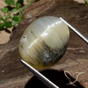 11.91 ct Yellow Cat's Eye Opal Stone, Natural Cat's Eye Opal in Oval Cabochon Shape for Sale