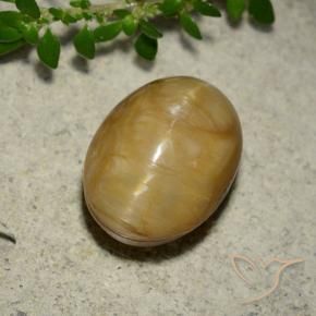 5.46 ct Golden Cat's Eye Opal Stone, Natural Cat's Eye Opal in Oval Cabochon Shape for Sale