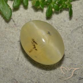 4.16 ct Yellow Cat's Eye Opal Stone, Natural Cat's Eye Opal in Oval Cabochon Shape for Sale