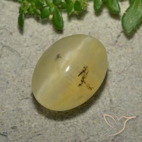 Cat's Eye Opal Gemstone in 11.8 x 8.8 mm Size for Sale, Cat's Eye Opal Stone in Light Yellow Color