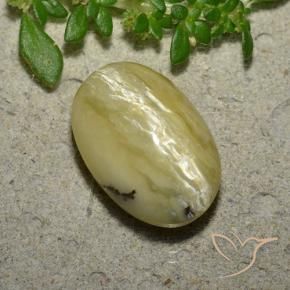 5.04 ct Yellow Cat's Eye Opal Stone, Natural Cat's Eye Opal in Oval Cabochon Shape for Sale