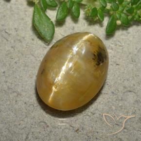 4.45 ct Golden Cat's Eye Opal Stone, Natural Cat's Eye Opal in Oval Cabochon Shape for Sale