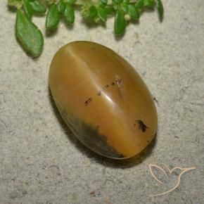 6.14 ct Golden Cat's Eye Opal Stone, Natural Cat's Eye Opal in Oval Cabochon Shape for Sale