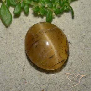 3.94 ct Golden Cat's Eye Opal Stone, Natural Cat's Eye Opal in Oval Cabochon Shape for Sale