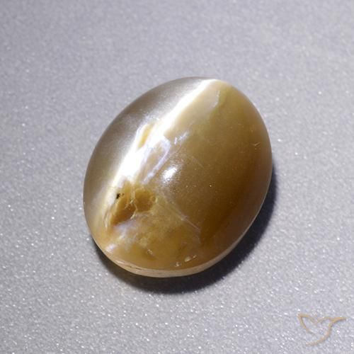 Cat's Eye Opal Gemstone in 11 x 9 mm (calibrated) Size for Sale, Cat's Eye Opal Stone in Warm Brown Color
