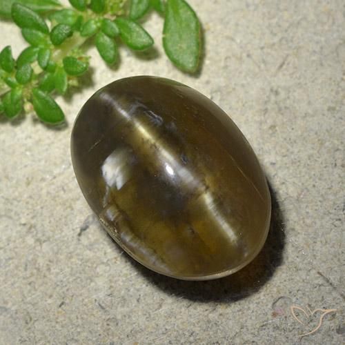 Opale œil de chat Brun oval cabochon de Madagascar, 15,5 x 10,8mm, poids de 9,59 ct, pierre gemme naturelle Non traité de pureté Translucide, 1 pièce Opale œil de chat, couleur Brun moyen-foncé, dureté Mohs de 5.5 à 6.5, Photo A