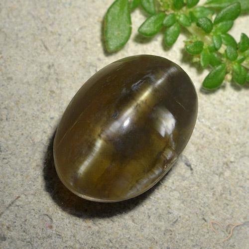 9.59 ct Brown Cat's Eye Opal Stone, Natural Cat's Eye Opal in Oval Cabochon Shape for Sale
