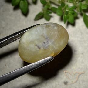 Cat's Eye Opal Gemstone in 15 x 10 mm (calibrated) Size for Sale, Cat's Eye Opal Stone in Medium Yellow Color