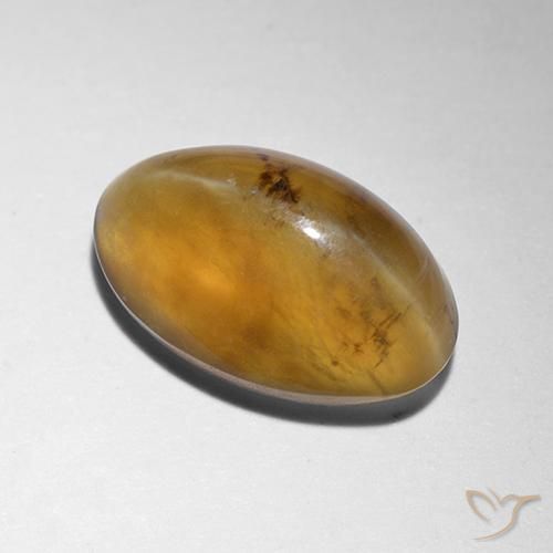 1.91 ct Golden Cat's Eye Opal Stone, Natural Cat's Eye Opal in Oval Cabochon Shape for Sale