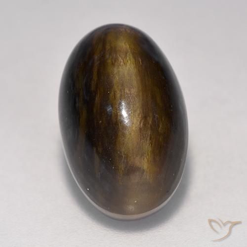 Ojo de gato opal Marrón Cabujón Óvalo de 6.43 ct de Madagascar, dimensión 14,1 x 8,8mm, piedra preciosa natural No tratado, claridad Opaco, Ojo de gato opal de 1 pieza en color Marrón rojizo, dureza Mohs de 5.5 - 6.5, Photo A