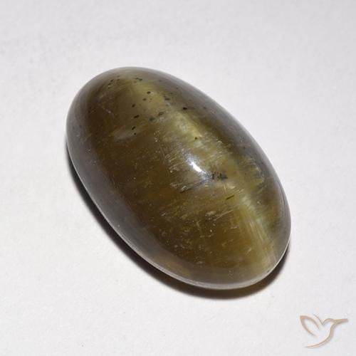 Ojo de gato opal Marrón Cabujón Óvalo de 14 x 8,6mm de Madagascar, peso de 4.76ct, piedra preciosa No tratado de forma natural en claridad Translúcido, Ojo de gato opal de 1 pieza: el color es Marrón medio, dureza Mohs de 5.5 - 6.5, Photo A